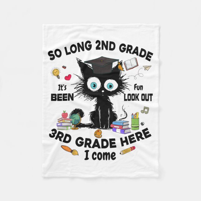 Long 2nd Grade 3rd Grade Here I Come Graduation La Fleece Blanket (Front)