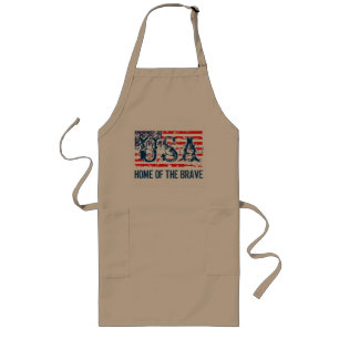 Long American flag BBQ apron   Home of the brave