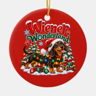 Long and Merry Christmas Funny Dachshund Xmas Ceramic Tree Decoration
