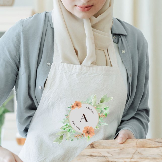 Long apron - Personalised gift - ‘Floral peach’  (Creator Uploaded)