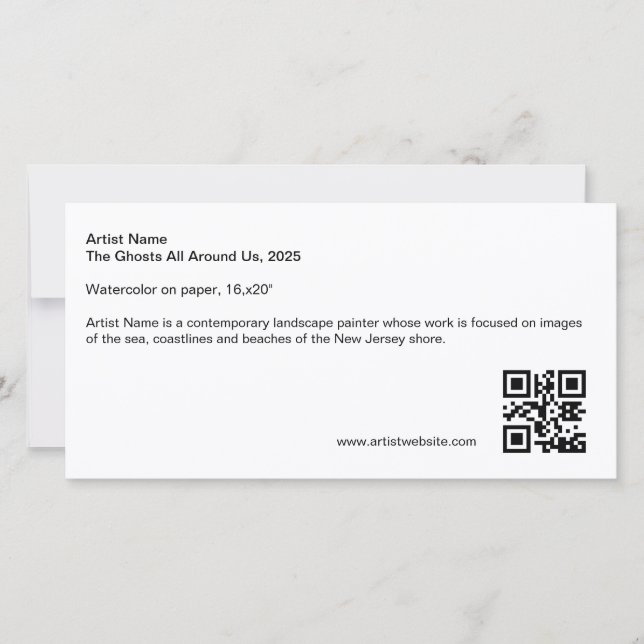 Long Artist Sign Gallery Plaque QR Code Holiday Card (Front)
