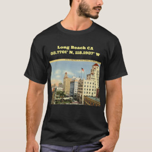 Long Beach CA Map Coordinates Vintage Style T-Shirt