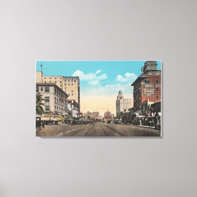 Long Beach, CA - Ocean Boulevard View Canvas Print (Front)