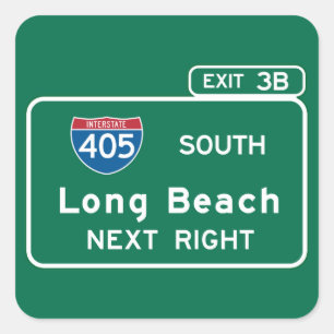 Long Beach, CA Road Sign Square Sticker
