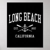 Long Beach Ca Vintage Crossed Oars &amp; Boat Anch