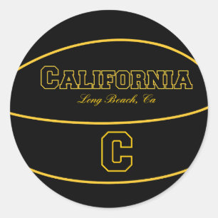 Long Beach California CA Basketball Logo Classic Round Sticker