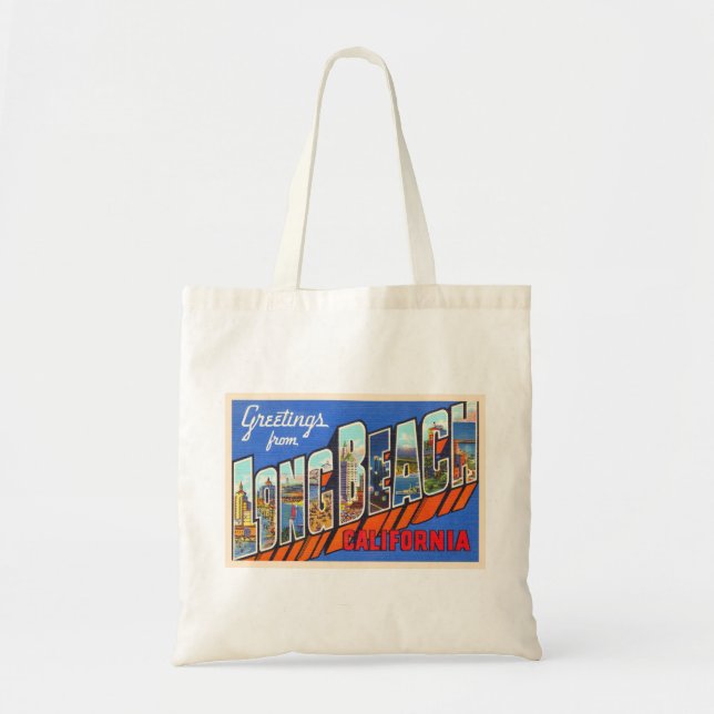 Long Beach California CA Large Letter Postcard Tote Bag (Front)