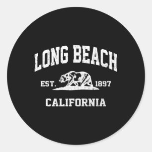 Long Beach California Ca State Athletic Style Classic Round Sticker