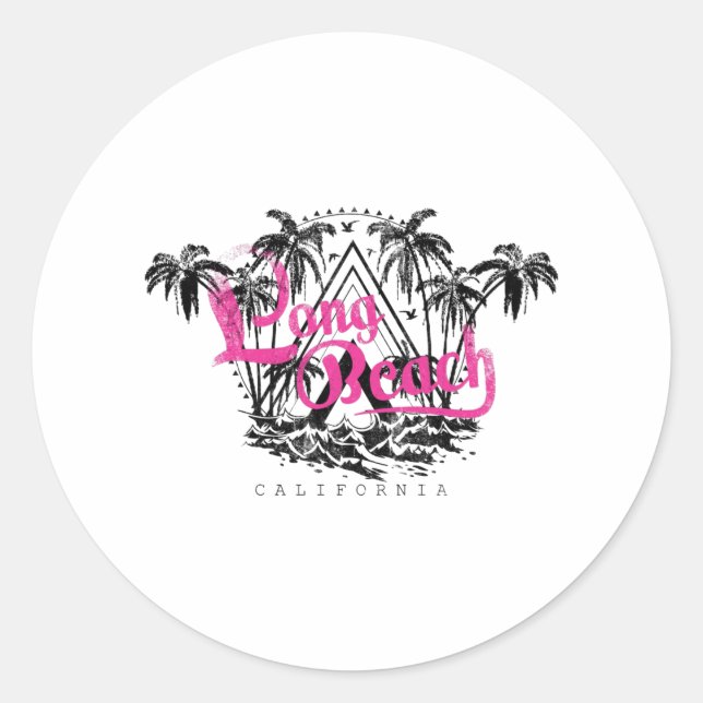 Long Beach California CA US Coast Classic Round Sticker (Front)