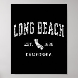 Long Beach California Ca Vintage Athletic Sports D Poster
