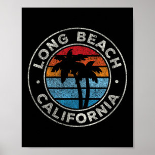 Long Beach California Ca Vintage Graphic Retro 70s Poster