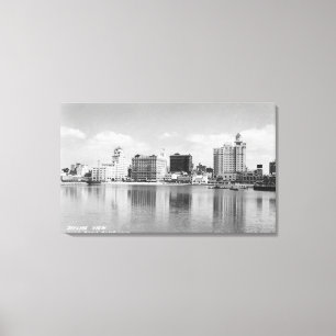 Long Beach, California City Skyline View Canvas Print