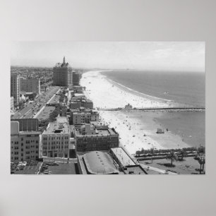 Long Beach, California Coastline and Beach Poster