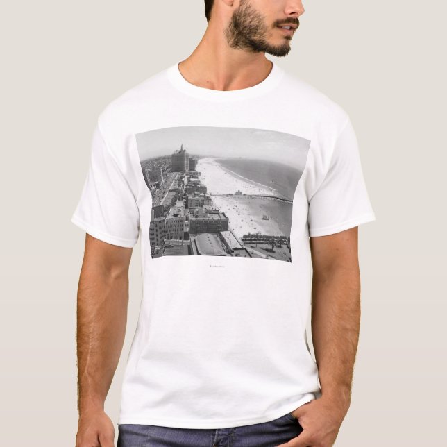 Long Beach, California Coastline and Beach T-Shirt (Front)