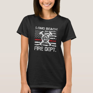Long Beach California Fire Department Thin Red Lin T-Shirt