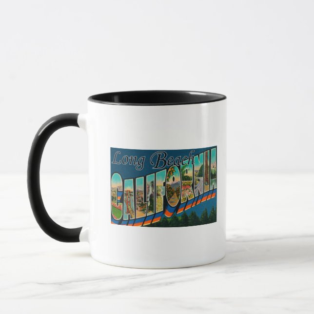 Long Beach, California - Large Letter Scenes Mug (Left)