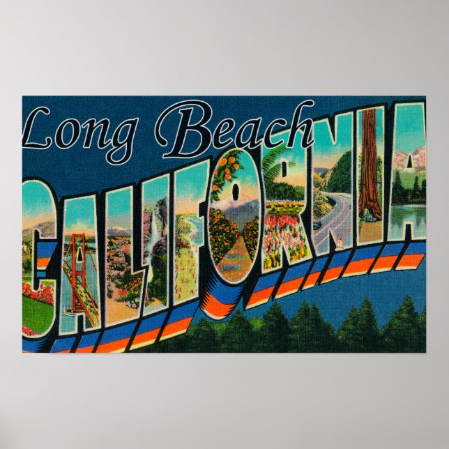 Long Beach, California - Large Letter Scenes Poster (Front)