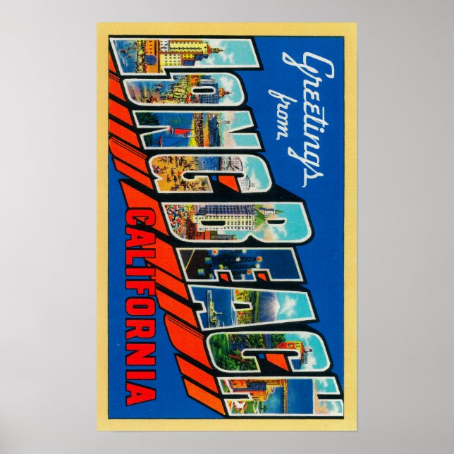 Long Beach, California - Large Letter Scenes Poster (Front)