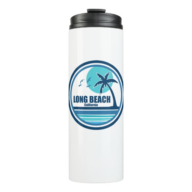 Long Beach California Palm Tree Birds Thermal Tumbler (Front)
