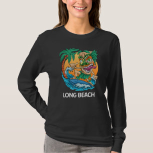 Long Beach California Palm Tree Surfing Beach Vaca T-Shirt