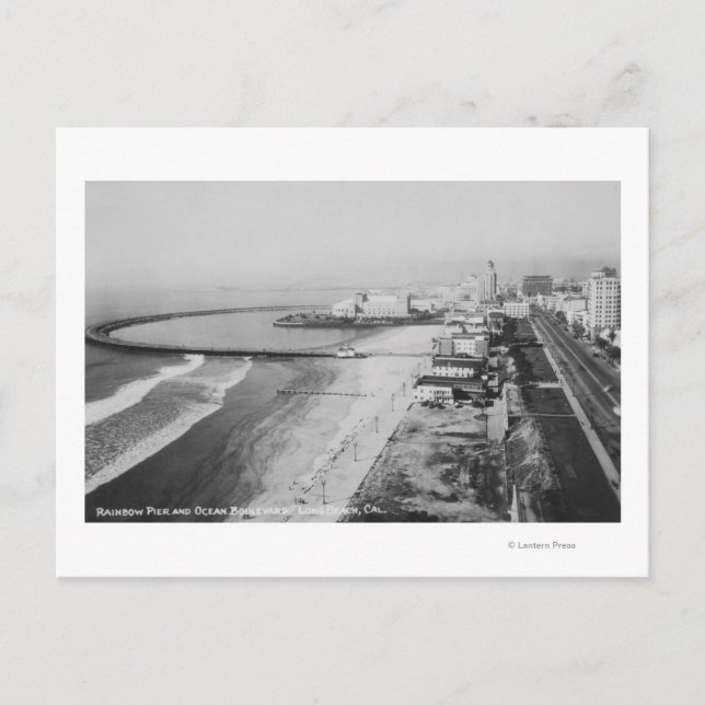 Long Beach, California Rainbow Pier and Ocean Postcard (Front)