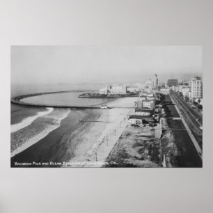 Long Beach, California Rainbow Pier and Ocean Poster