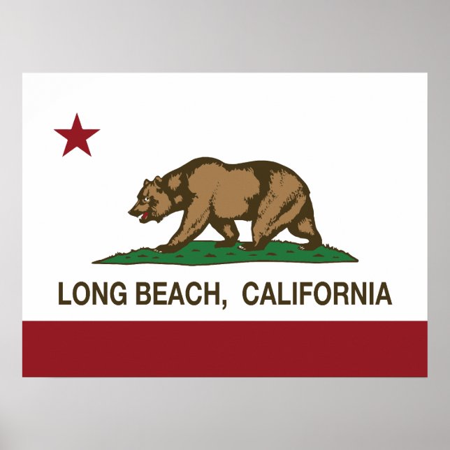 Long Beach California Republic Flag Poster (Front)