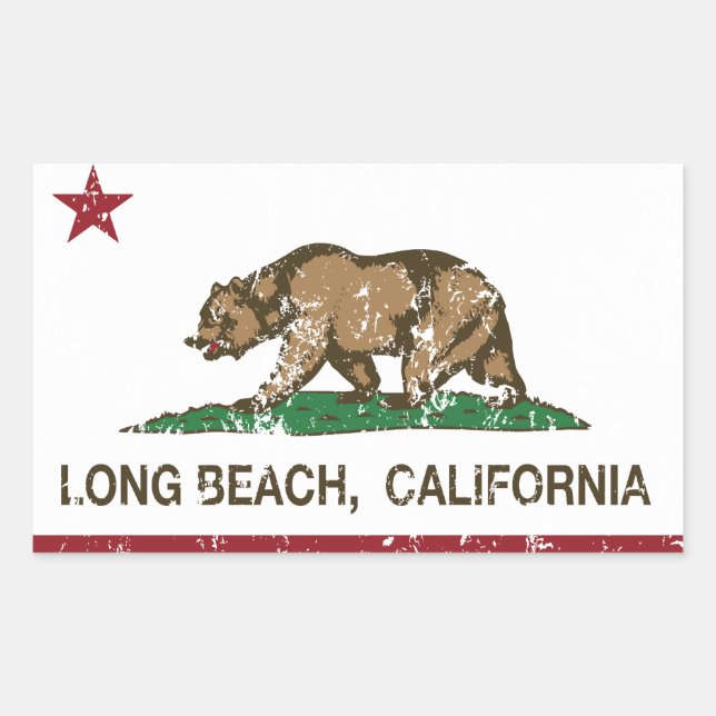 Long Beach California Republic Flag Rectangular Sticker (Front)