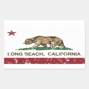 Long Beach California Republic Flag Rectangular Sticker