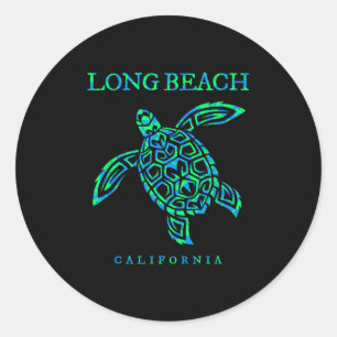 Long Beach California Sea Turtle Boys Girls Toddle Classic Round Sticker