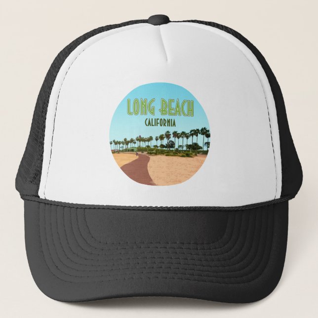 Long Beach California Shoreline Aquatic Park Trucker Hat (Front)