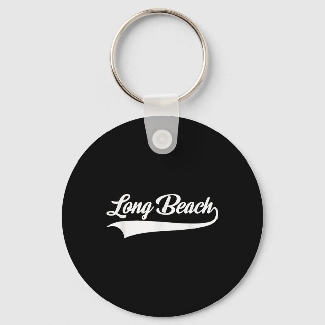 Long Beach - California - Throwback Design - Clic  Key Ring (Front)