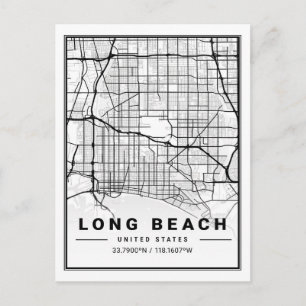 Long Beach California USA Travel City Map Postcard