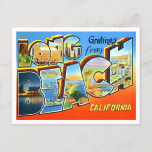 Long Beach, California Vintage Big Letters Postcard