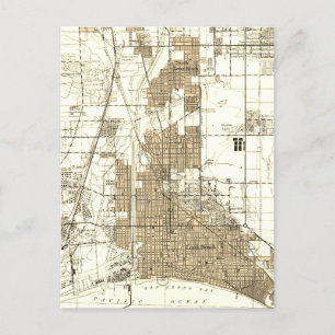 Long Beach California Vintage Map Postcard
