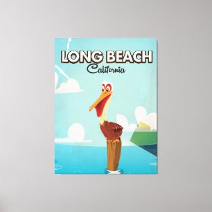 Long Beach California Vintage Pelican travel Canvas Print