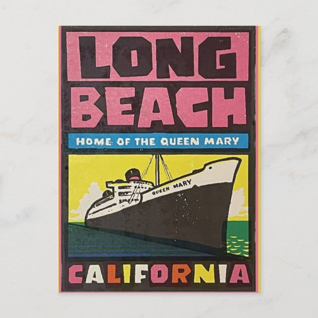 Long Beach, California Vintage Travel  Postcard (Front)