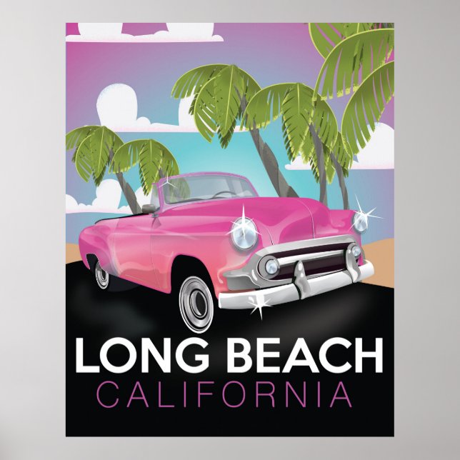 Long Beach California vintage travel poster (Front)