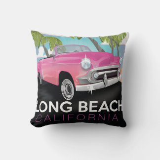 Long Beach California vintage travel poster Cushion