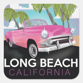 Long Beach California vintage travel poster Square Sticker