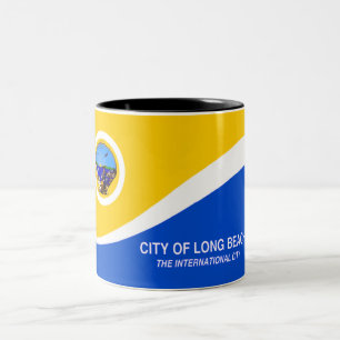 Long Beach city flag Two-Tone Coffee Mug