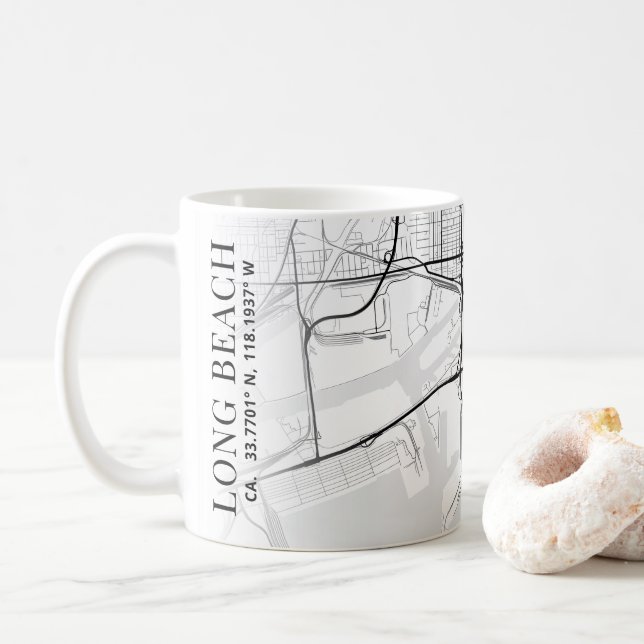 Long Beach City Map Coffee Mug (With Donut)