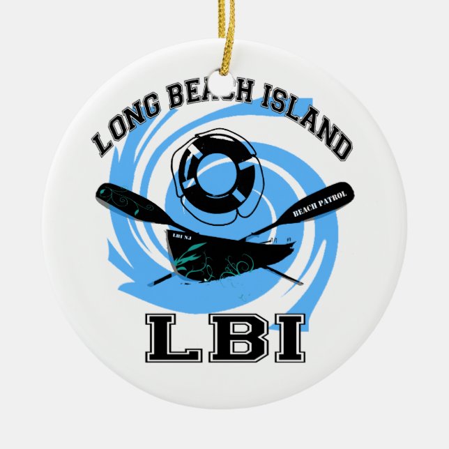 Long Beach Island Ceramic Tree Decoration (Front)