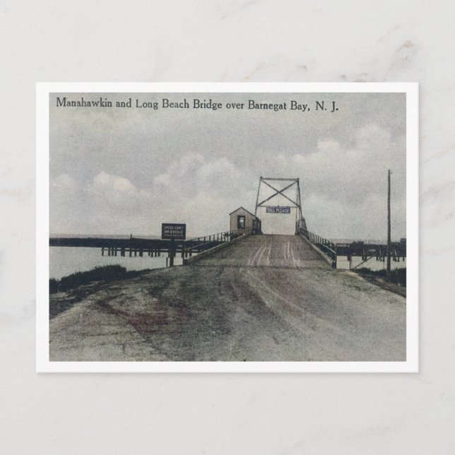 Long Beach Island LBI NJ Barnegat Bay Bridge 1910s Postcard (Front)