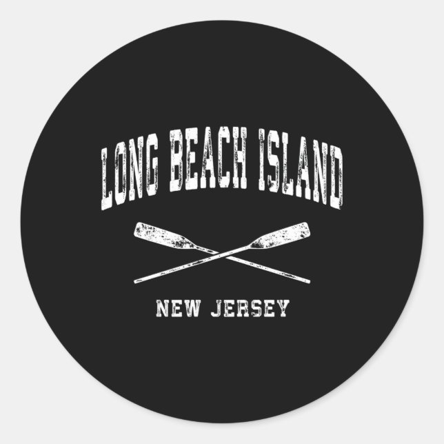 Long Beach Island New Jersey Nautical Crossed Oars Classic Round Sticker (Front)