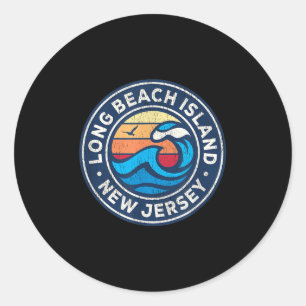 Long Beach Island New Jersey Nj Vintage Nautical W Classic Round Sticker