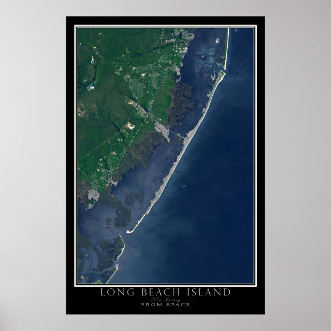 Long Beach Island New Jersey Satellite Poster Map (Front)