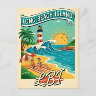 Long Beach Island NJ Jersey Shore Retro Travel Postcard