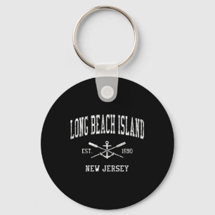Long Beach Island Nj Vintage Crossed Oars & Bo Key Ring
