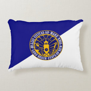 Long Beach, New York Flag Decorative Cushion